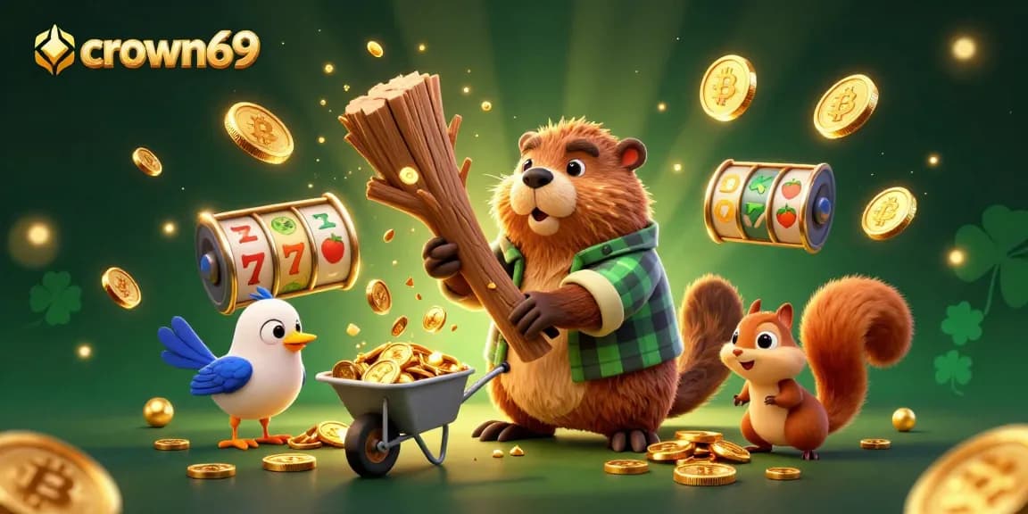Spin the reels at crown69 for a chance to win gold coins in this vibrant casino scene.