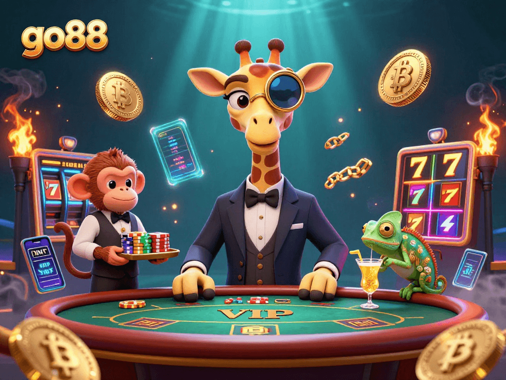 Engage with go88's vibrant online casino experience featuring high-roller giraffe and dynamic game elements.