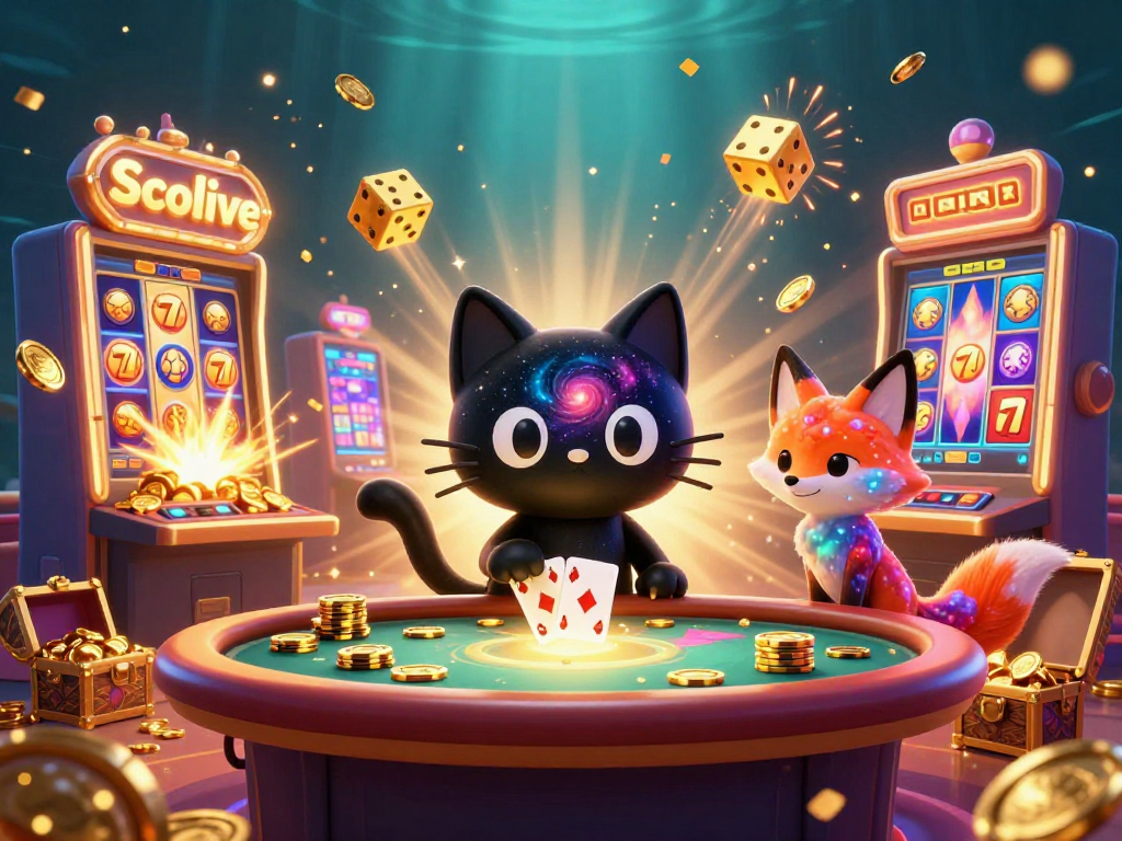 Socolive hosts vibrant 3D scene of casino gameplay, illustrating slots excitement and jackpot thrill.