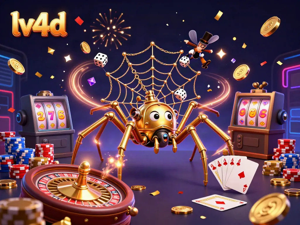 Engage with lv4d’s immersive online gaming experience featuring a captivating steampunk spider.
