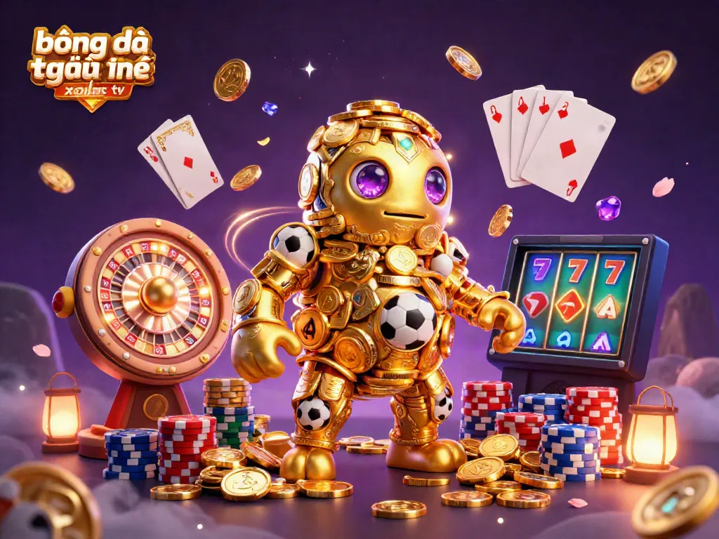 Engage in bóng đá trực tuyến xoilac tv with a lively scene of animated characters and casino elements.
