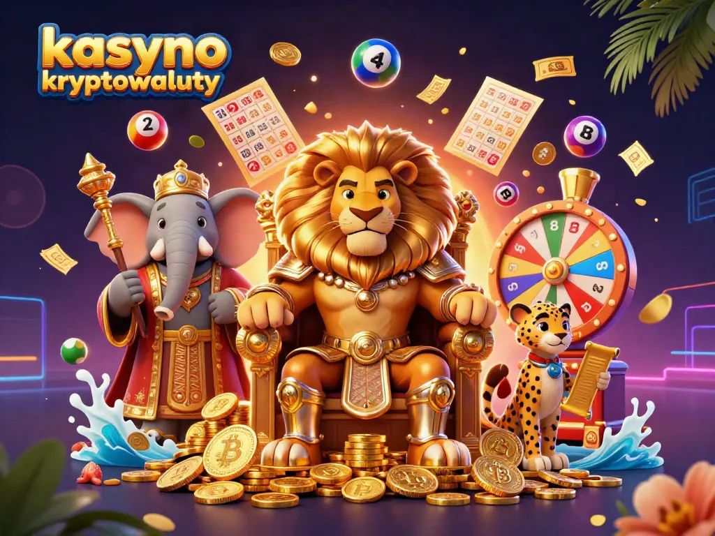 Exciting kasyno kryptowaluty scene with vibrant characters and game elements depicting crypto gambling fun.