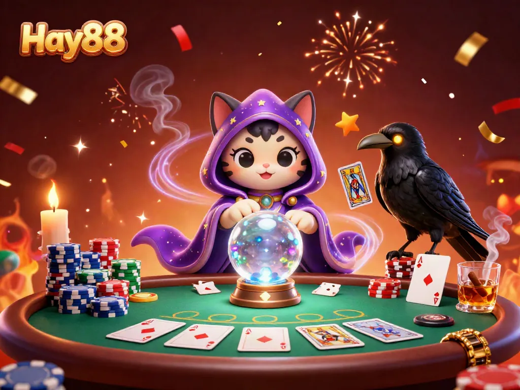 Experience thrilling gameplay at Hay88 with a vibrant casino scene featuring cards and chips.