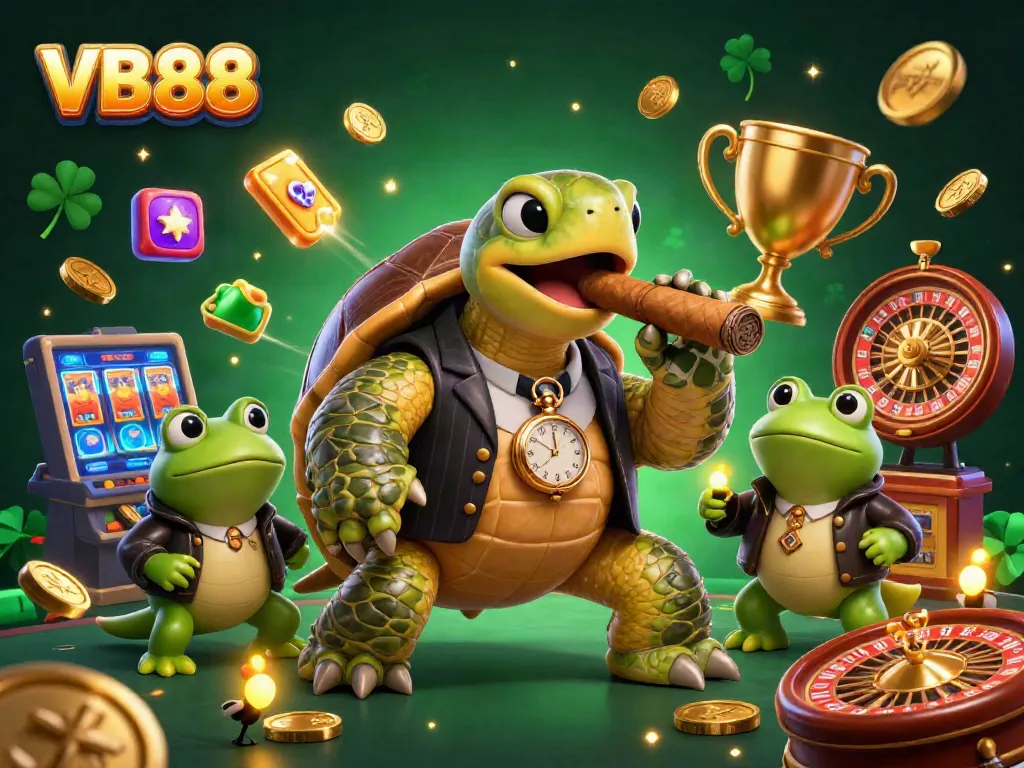 Win big with VB88 while surrounded by lively casino characters and dynamic gaming elements.