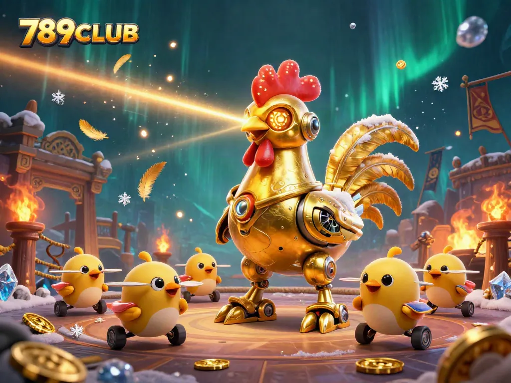 Engage with thrilling 789CLUB casino experiences featuring golden rooster robots and baby chick drones.