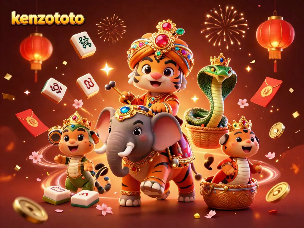 Experience the excitement of kenzototo with a vibrant online casino illustration featuring a majestic tiger and elephant.