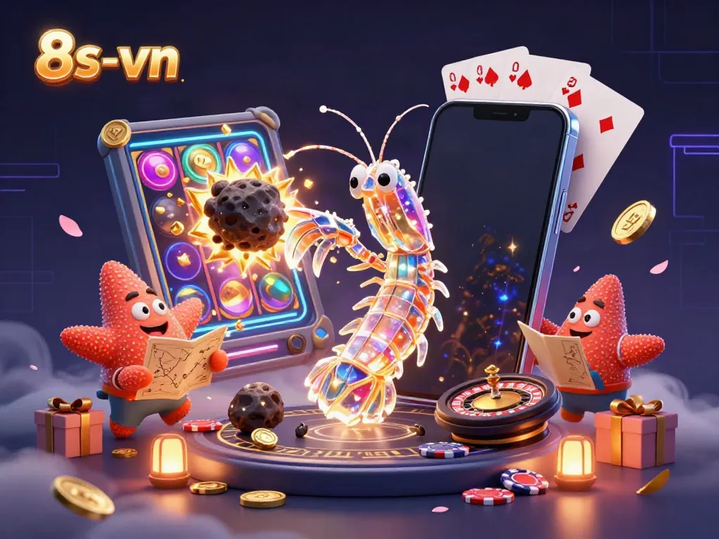 Experience thrilling slots with 8s-vn in a dynamic galactic scene filled with action and colorful elements.