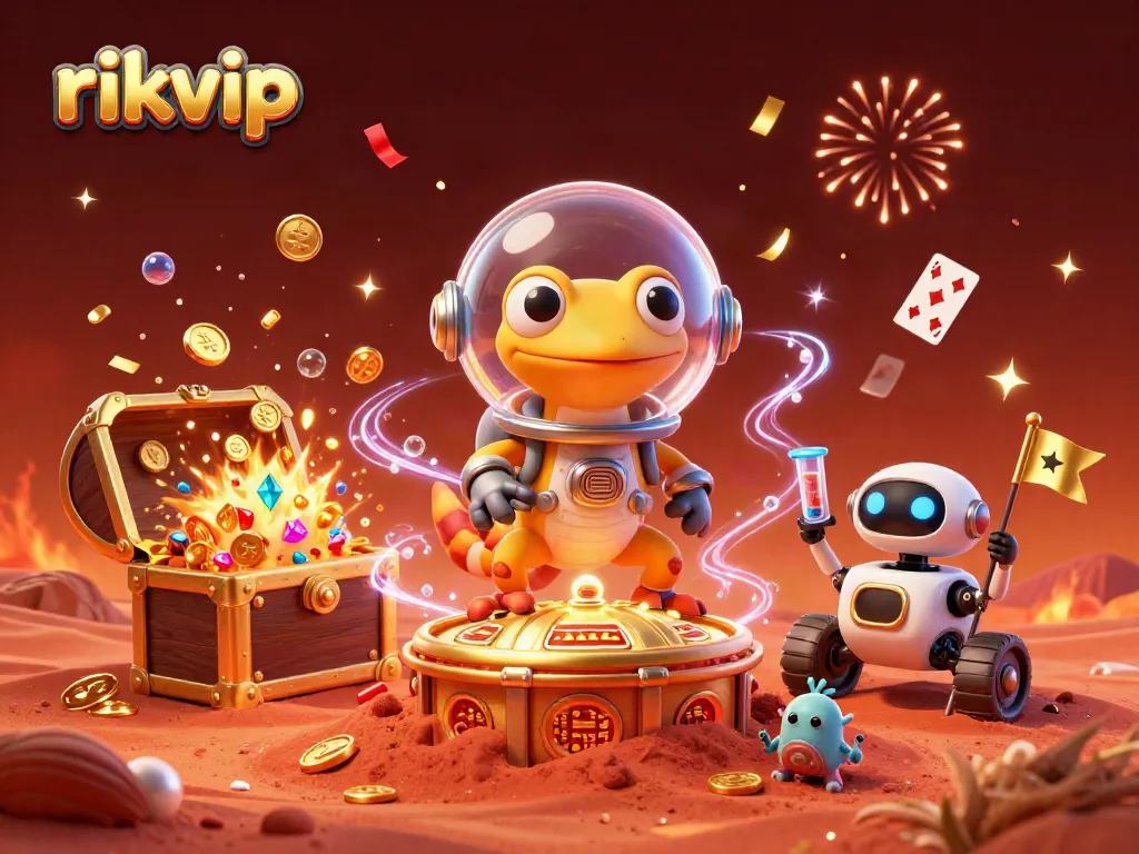 Experience thrilling fun with rikvip's dynamic casino adventure featuring vibrant characters and treasures.