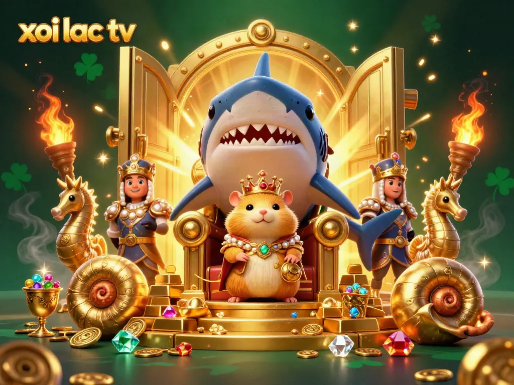 Experience lively gaming adventures with xoi lac tv, featuring a fierce hamster king and treasure elements.