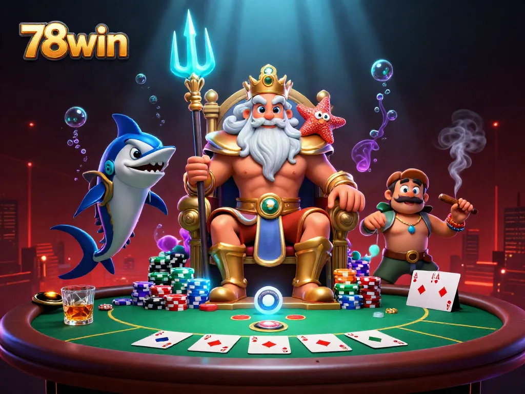Experience exhilarating gameplay at 78win with poker action featuring a vibrant sea king illustration.