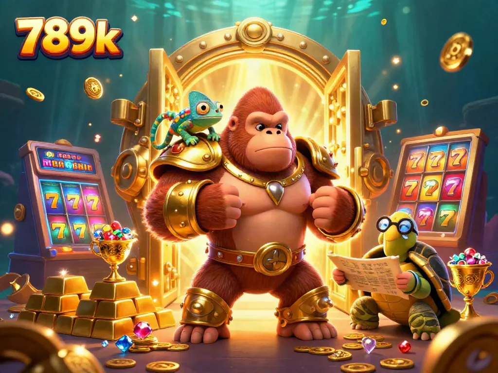 Experience thrilling moments with 789k's vibrant casino gaming scene featuring a powerful gorilla.
