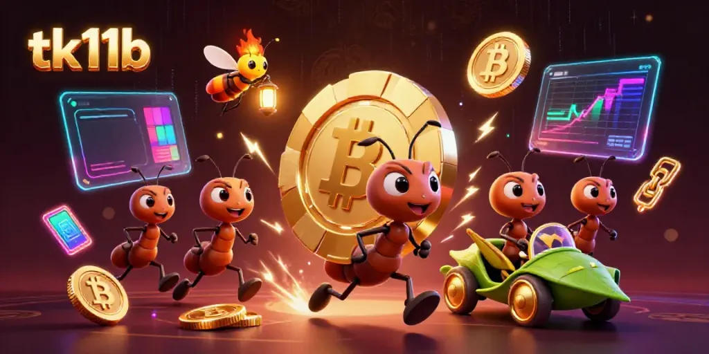 Witness the excitement of tk11b as cartoon ants carry a giant poker chip through a vibrant, casino-themed heist.