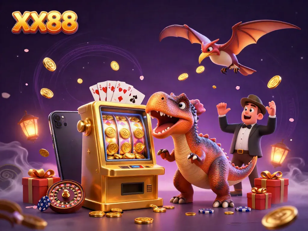 Experience a dynamic XX88 scene with characters engaging in exciting gameplay as coins fly around.