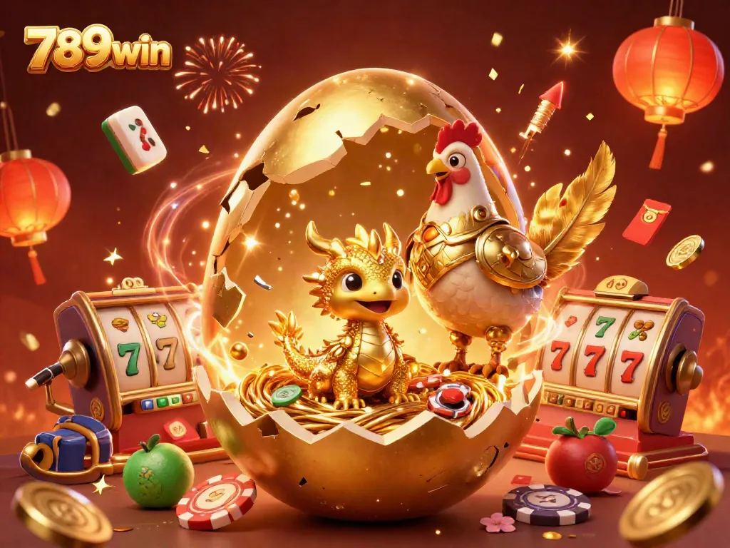 Experience the thrill of 789win with a magical dragon and festive casino elements.