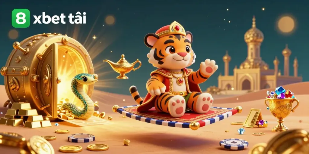Experience the thrilling world of 8xbet tải with the vibrant tiger sultan and treasure-filled setting.