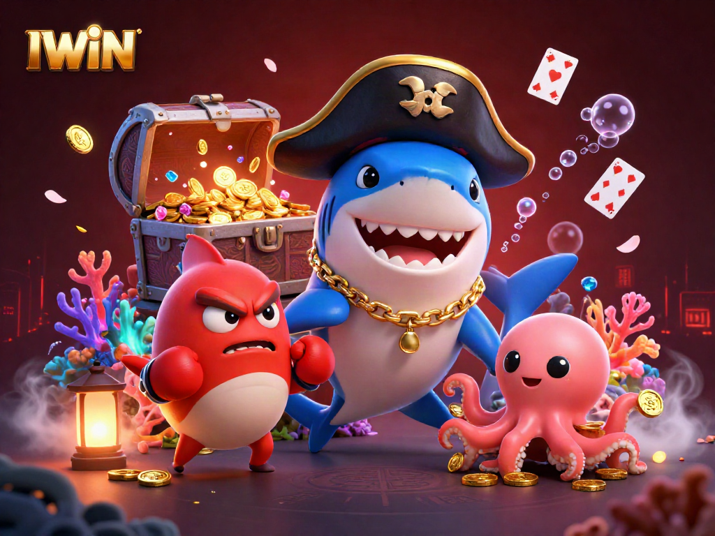 IWIN brings exciting underwater adventure to gamblers with cartoon characters collecting gold coins.