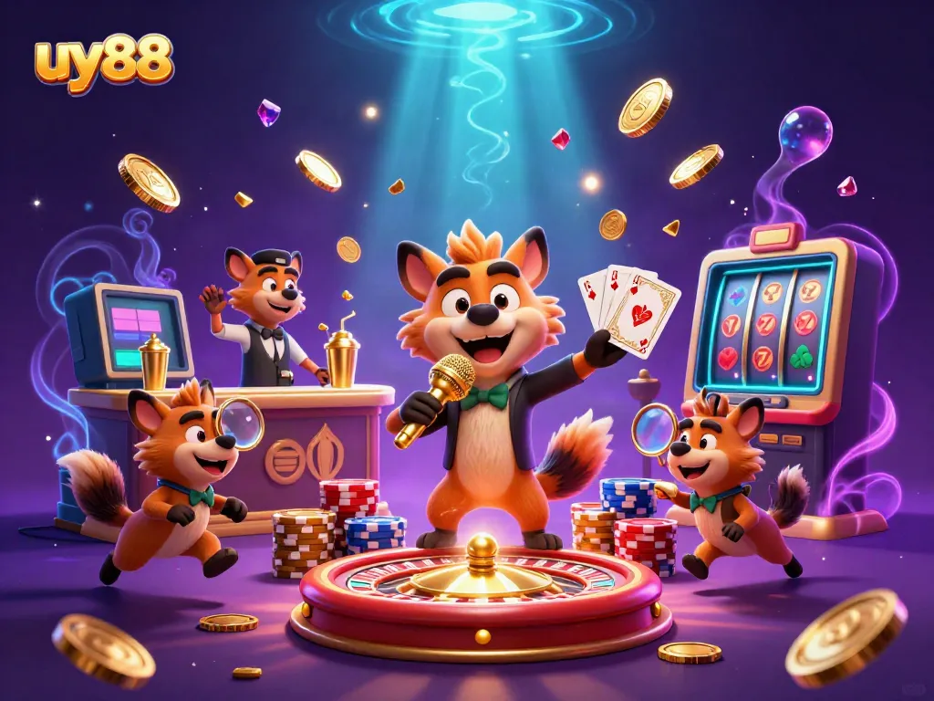 Experience thrilling entertainment at uy88's vibrant casino scene featuring hyenas in action!