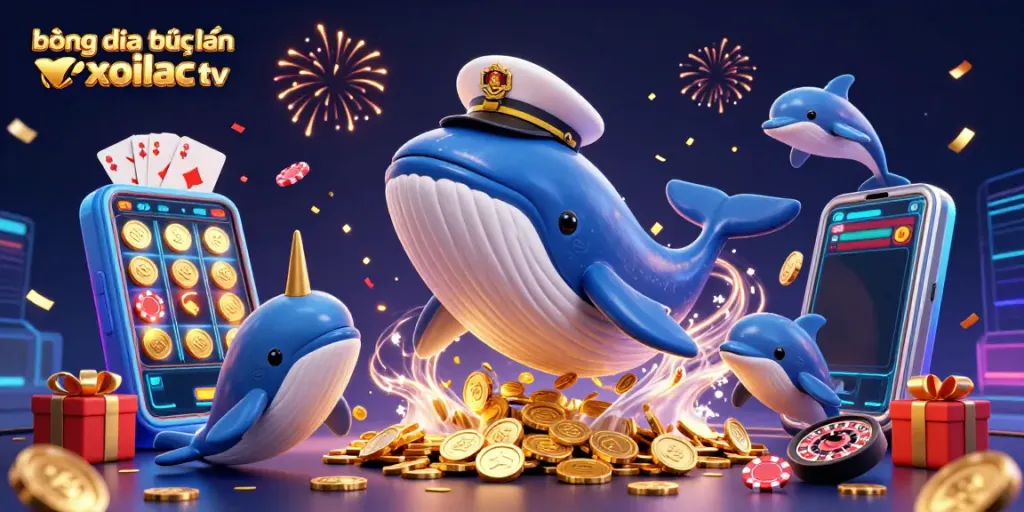 Experience the action of bóng đá trực tuyến xoilac tv with a vibrant gambling-themed scene.