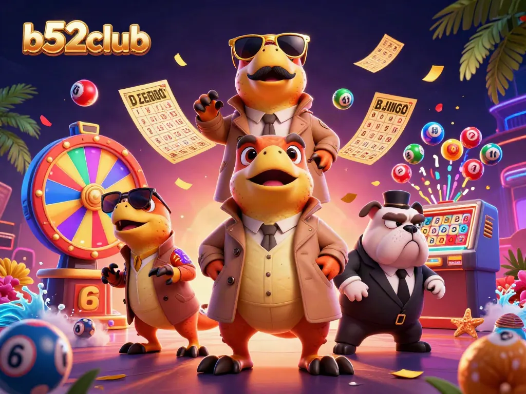 Experience the excitement of b52club with vibrant gaming elements and playful characters.