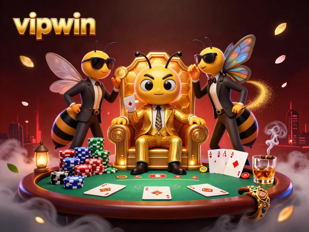 Engage with vipwin's thrilling poker action in a vibrant 3D cartoon scene.