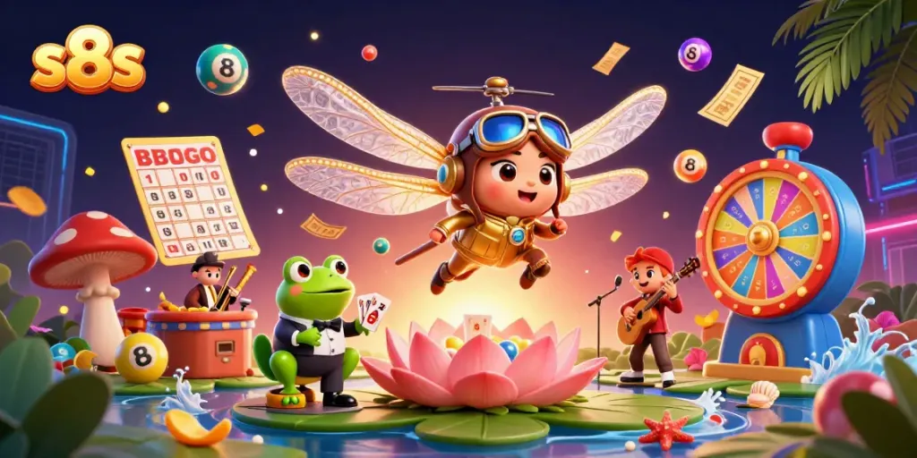 Experience thrilling gameplay with vibrant s8s lottery elements in this captivating 3D illustration.