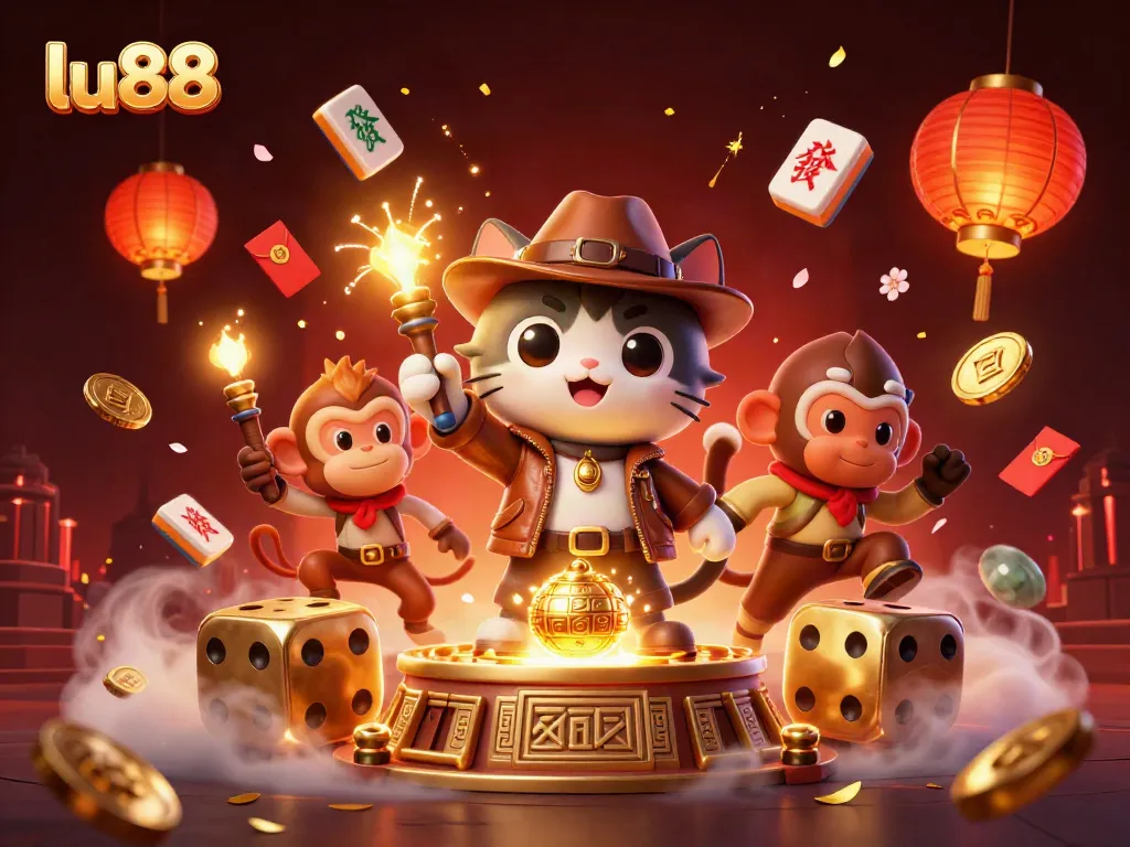 Engage with Lu88's thrilling online gaming adventures at this vibrant casino illustration.