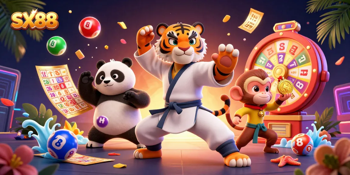 SX88 players winning big in a thrilling casino scene with vibrant game elements and lively characters.