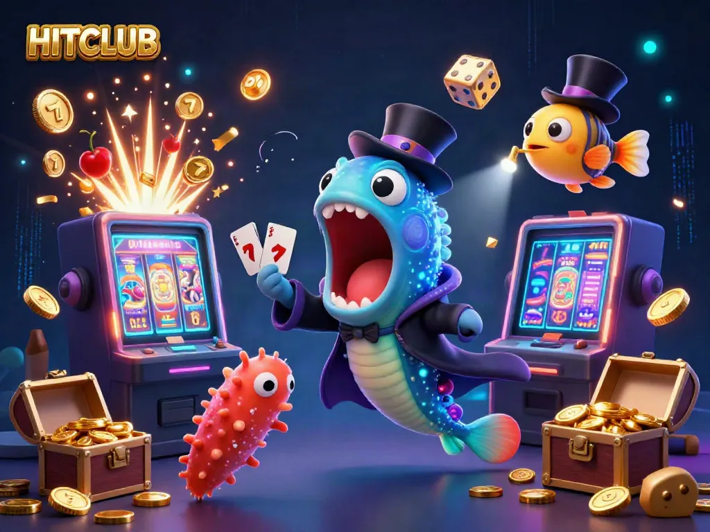 Experience the excitement of HITCLUB with a vibrant 3D illustration of casino themes, featuring a magical deep-sea scene.