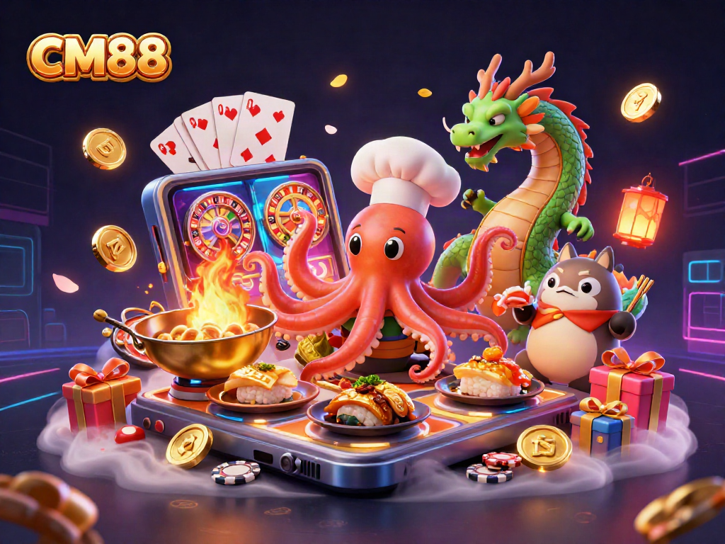 Join CM88's thrilling casino adventure with vibrant characters and slot excitement!