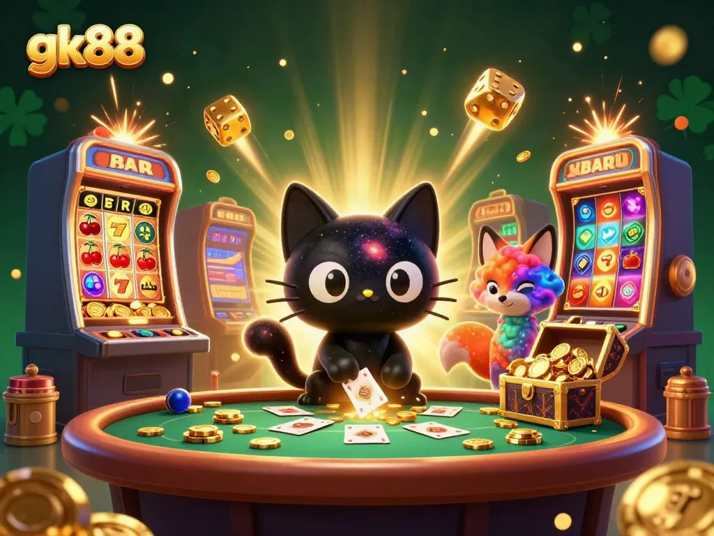 Experience thrilling casino action with gk88 as the black hole cat mesmerizes players with golden chips and vibrant games.